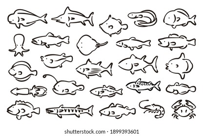 Saltwater fish vector set (Hand draw version)
