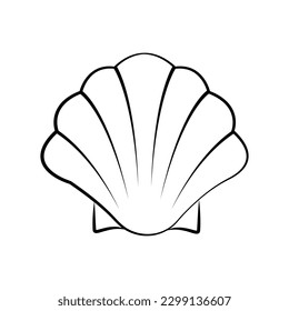 saltwater scallop sea shell, isolated sketch style vector illustration. shellfish or seafood line art icon for wildlife apps and websites. Hand drawn scallop saltwater clams