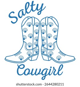 salty cowgirl - Sea Animal Shirt Vector, Whimsical Sea Design sublimation, Summer beach T-shirt Design, marine life sayings