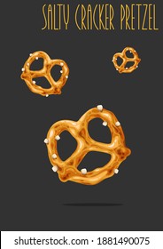 Salty cracker pretzel. Vector illustration