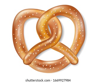 Salty cracker Realistic Pretzel. Tasty isolated Pretzel food for oktoberfest. vector illustration