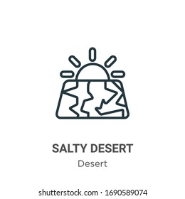 Icono vectorial del contorno del desierto salado. Icono de desierto salado en línea delgada, simple vector plano ilustración de elemento sencillo del concepto de desierto editable trazo aislado en fondo blanco
