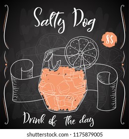 Salty Dog cocktail. Hand drawn drink on white background. Vector illustration.