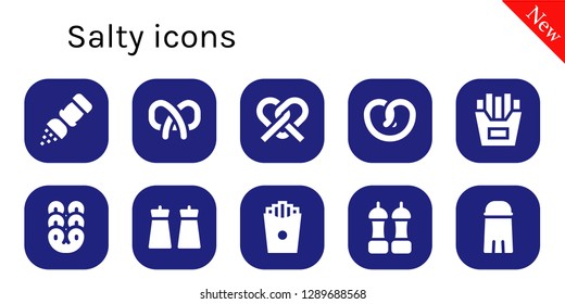  salty icon set. 10 filled salty icons. Simple modern icons about  - Salt, Pretzel, French fries