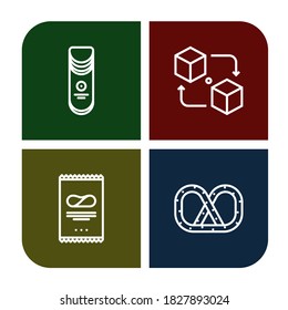 salty icon set. Collection of Crisps, Packet, Pretzel icons
