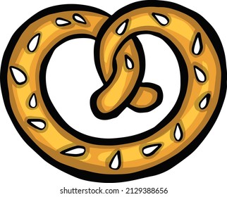 Salty pretzel, beer snack vector illustration