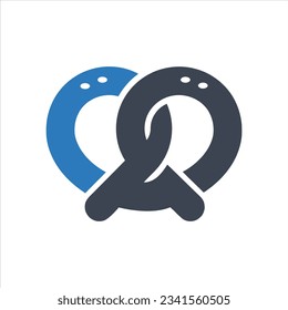 Salty pretzel icon on white background