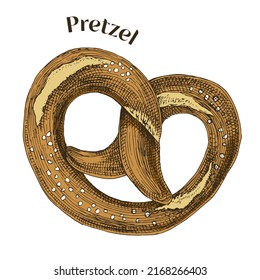 Salty pretzel isolated on a white background