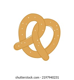 Salty pretzel vector flat illustration. National Pretzel Day, Oktoberfest for sticker, print, poster, card