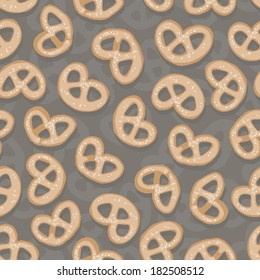 salty pretzels messy traditional german bakery on dark gray background food related seamless pattern 