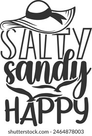 Salty Sandy Happy - Beach Life Illustration