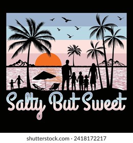 Salty But Sweet Surfing Beach Sunset Summer Sublimation T-Shirt Design