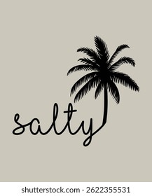 Design de camiseta de verão salgado, moderno e vibrante, com tipografia arrojada e elemento sazonal colorido, perfeito para moda de tempo quente, roupas de férias