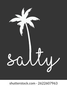 Design de camiseta de verão salgado, moderno e vibrante, com tipografia arrojada e elemento sazonal colorido, perfeito para moda de tempo quente, roupas de férias