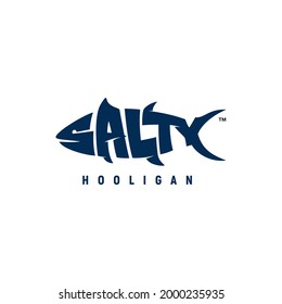 salty typography logo inspiration, fish, fishing, unique