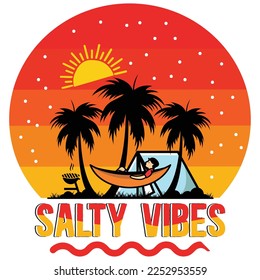 Salty Vibes, FUNNY CAMPING Mountain Shirt Print Template Simple HIKING TEE typography design