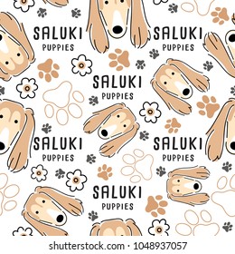 Saluki : Dog breed collection : Seamless Pattern : Vector Illustration
