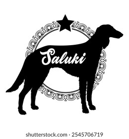 Saluki perro silueta, perro, razas de perro, Vector, silueta, diseño de logotipo, animal, ilustración, icono, signo, negro, mascota