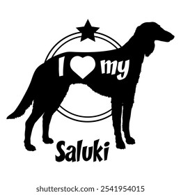 Saluki Hund Silhouette, ich liebe meinen Hund, Hund, Hunderassen, Logo, Vektor, Silhouette, Tier, Illustration, Symbol, Zeichen, schwarz, Haustier,