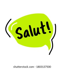 ¡Saludos! Frases de burbuja. Burbujas de palabras de garrapatas. burbujas de pensamiento verde. Estilo de doodle de ilustración vectorial.