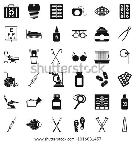 Salutary icons set. Simple set of 36 salutary vector icons for web isolated on white background