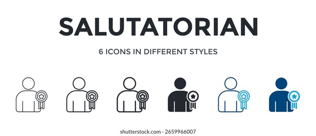 Icono Salutatorian En Diferente Estilo De Ilustración vectorial. Diseñado En Línea Delgada, Línea Regular, Línea Negrita, Glifo, Línea De Color Y Estilo De Glifo De Color Se Puede Utilizar Para El Web