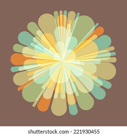 Salute and fireworks. 3d vector Illustration. Celebration card.