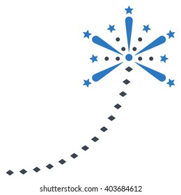 Salute Fireworks Trace vector toolbar icon. Style is bicolor flat icon symbol, smooth blue colors, white background, rhombus dots.