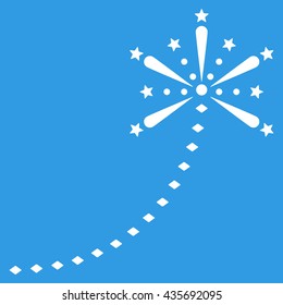 Salute Fireworks Trace vector toolbar icon. Style is flat icon symbol, white color, blue background, rhombus dots.