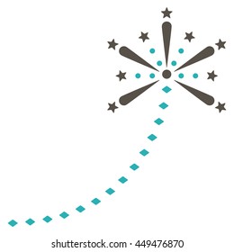 Salute Fireworks Trace vector toolbar icon. Style is bicolor flat icon symbol, grey and cyan colors, white background, rhombus dots.