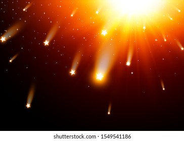 Salute of gold stars on a black background.