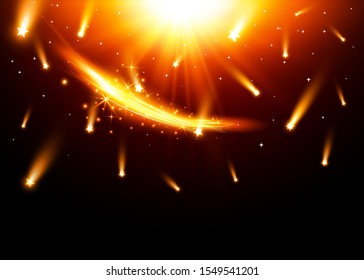 Salute of gold stars on a black background.