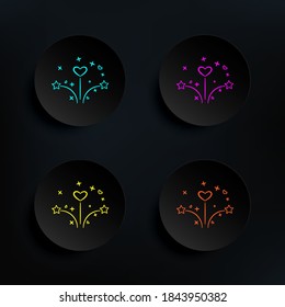 Salute from hearts dark badge color set icon. Simple thin line, outline vector of wedding icons for ui and ux, website or mobile application