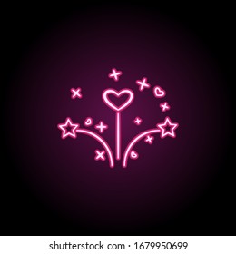 Salute from hearts neon icon. Simple thin line, outline vector of wedding icons for ui and ux, website or mobile application