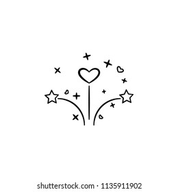 salute from hearts sketch illustration. Element of wedding icon for mobile concept and web apps. Sketch style salute from hearts icon can be used for web and mobile on white background