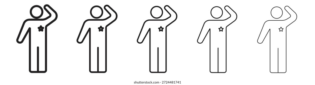 Diseño de icono de saludo en estilo de trazo editable delgado para el trabajo gráfico