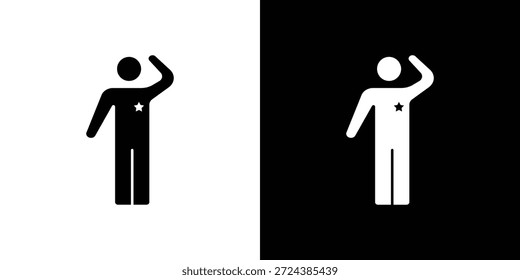 Salute icon simple flat graphic illustrations. Black and white silhouette vector