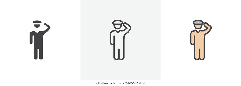 Salute icon symbol collection on white background.