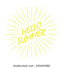 Salute with the inscription Hello SUMMER. Simple vector illustration for banners, apps, websites, and creative design. Flat style.