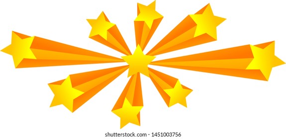 Salute. Many stars fly apart. Vector illustration on white background.