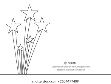 Salute. Many stars fly out of one. Vector illustration on white background.