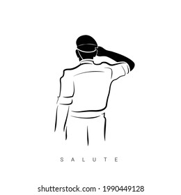 Salute Police Man Back Side - Salute icon logo
black color 