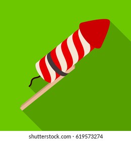 Salute of a rocket on a stick.Party and parties single icon in flat style vector symbol stock illustration.