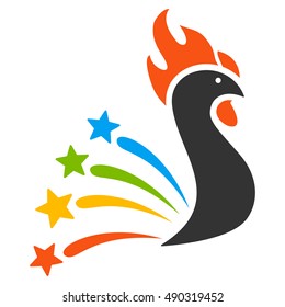 Salute Rooster icon. Vector style is flat iconic symbol on a white background.