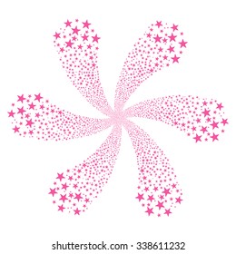 Salute Star Flower vector illustration. This Christmas Pyrotechnic illustration is drawn with pink flat bright stars on a white background.