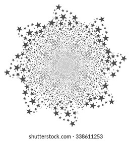 Salute Star Flower vector illustration. This Celebration Pyrotechnic illustration is drawn with gray flat bright stars on a white background.