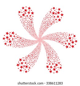 Salute Star Flower vector illustration. This New Year Pyrotechnic illustration is drawn with red flat bright stars on a white background.