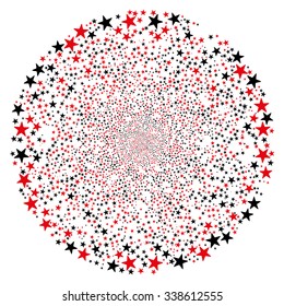 Salute Star Sphere vector illustration. This Festival Pyrotechnic illustration is drawn with intensive red and black flat bright stars on a white background.
