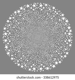 Salute Star Sphere vector illustration. This Christmas Pyrotechnic illustration is drawn with white flat bright stars on a gray background.