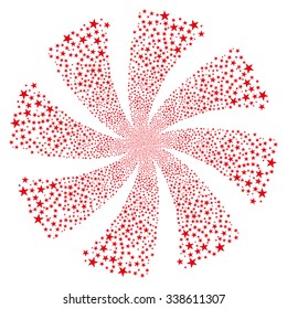 Salute Star Twirl vector illustration. This Celebration Pyrotechnic illustration is drawn with red flat bright stars on a white background.